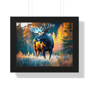 Majestic Moose Framed Poster, Nature Wall Art, Cabin Decor, Wildlife Photography, Wildlife Gifts, Home Decoration