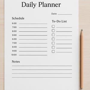 Daily Planner Printable | A4 PDF | Minimalist To-Do List | Hourly Schedule | Instant Download