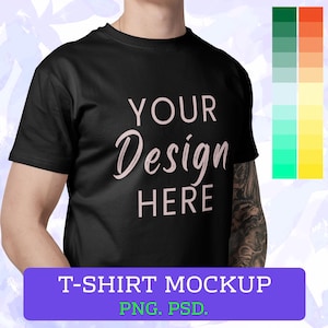 Premium Male T-Shirt Mockup PSD & PNG | Editable Photoshop Template | Realistic Shirt Mockup for Apparel Brands and Etsy Shops
