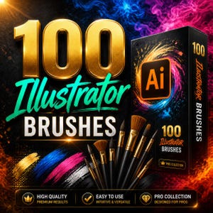 100 Illustrator Brush Pack | Hand Drawn, Chalk, Calligraphy, Ink & Marker Brushes for Adobe Illustrator