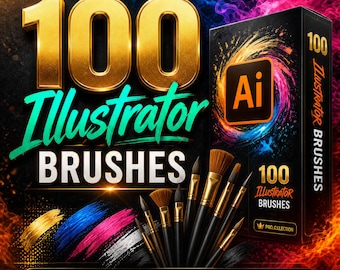 Paquete de 100 pinceles para Illustrator / Pinceles dibujados a mano, de tiza, caligrafía, tinta y marcadores para Adobe Illustrator