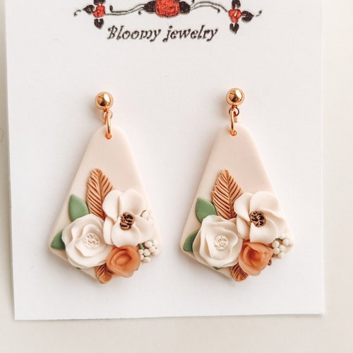 The Jennifer in Spring Floral / Polymer Clay Earrings Clay - Etsy