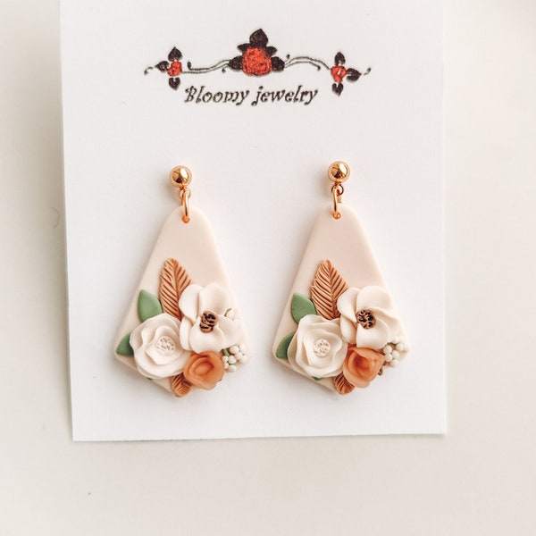 The Jennifer In Spring Floral / Polymer Clay Earrings, Clay Earrings, Spring Clay Earrings, Floral Clay Earrings, Flower Earrings Clay, Gift