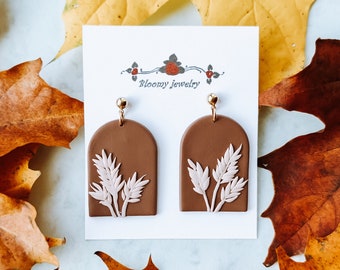 Boho Floral Polymer Clay Dangle Earrings: Fall Fashion