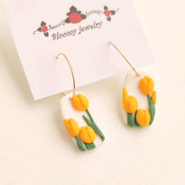 Tulip Yellow Floral Earrings