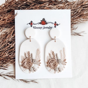 Floral Earrings In Boho Colors / Polymer Clay Earrings