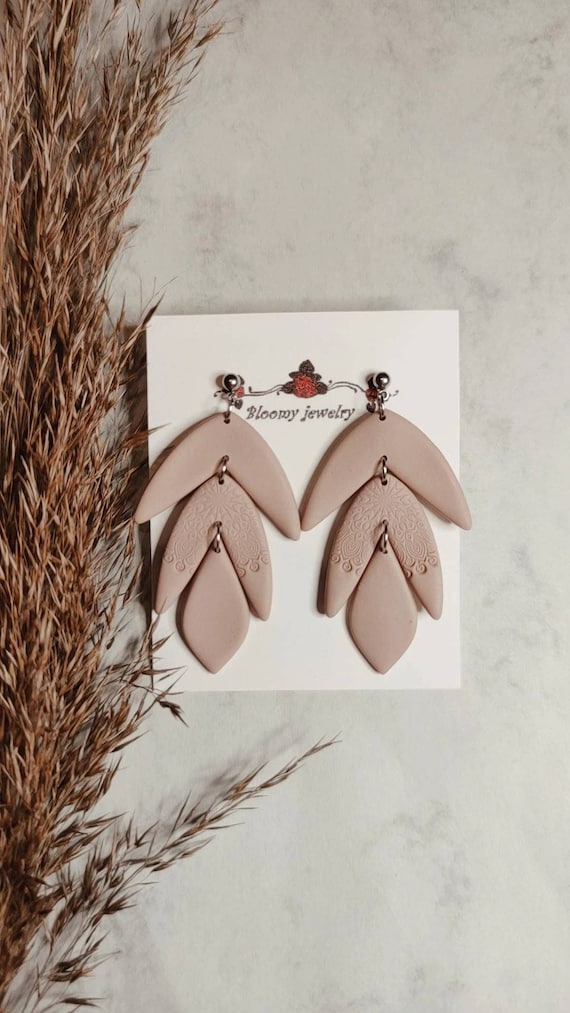 Boho polymer clay earrings deals