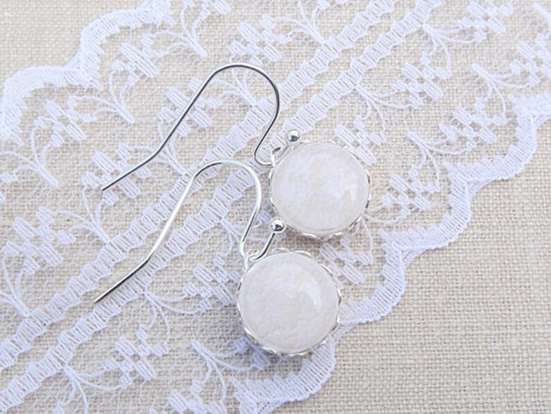 Beige Lace Earrings Tiny Dangle Earrings Bridal Earrings Etsy