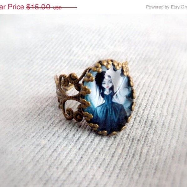 Halloween Ring Dark Ring Girl Adjustable Ring Dia De Los Muertos Day of the Dead Girl October Finds
