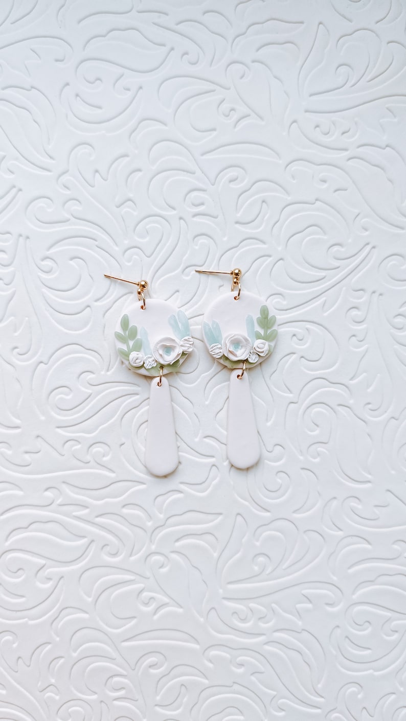 The Mary / Polymer Clay Earrings Flower Clay Earrings Floral Etsy
