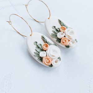 The Frances In Garden Beauty / Polymer Clay Earrings, Clay Earrings, Wedding Earrings, Bridesmaids Clay earrings, Floral Earrings, Flowers