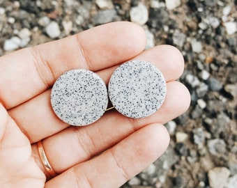 Granite Polymer Clay Stud Earrings: Minimalist Jewelry