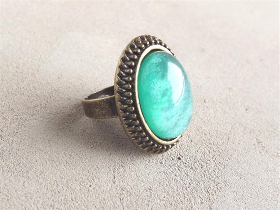 Emerald Green Ring Cameo Ring Romantic Ring Vintage Filigree | Etsy