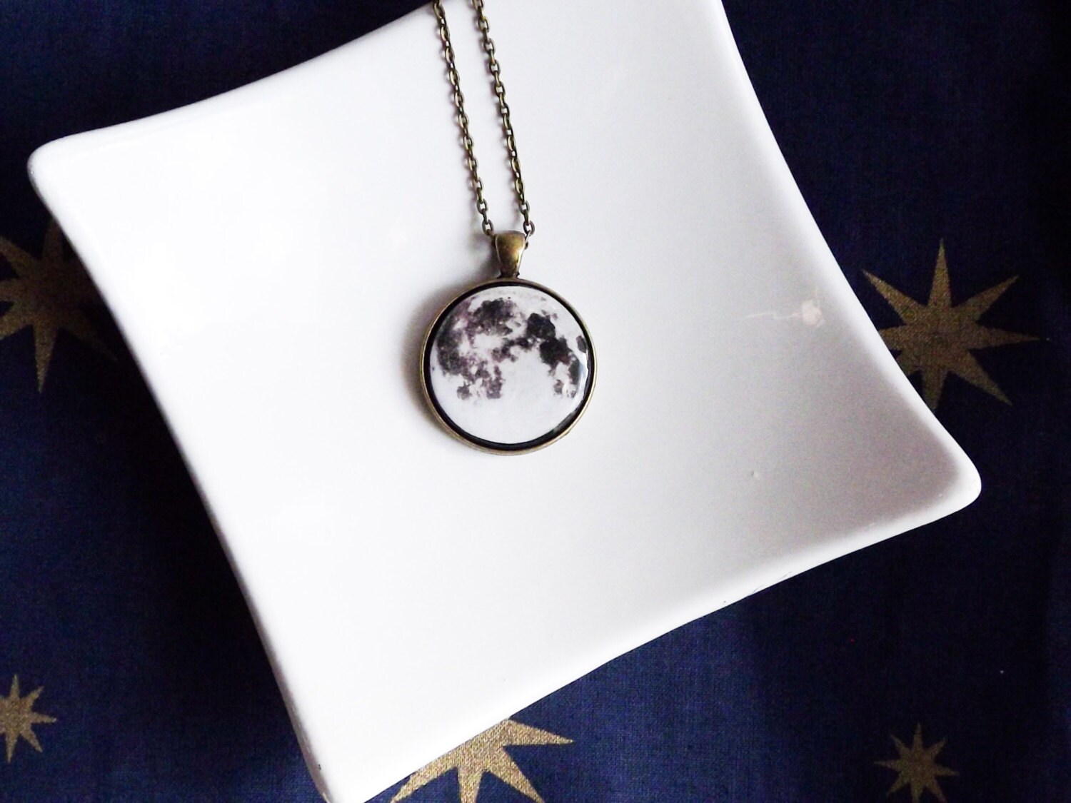Full Moon Necklace Space Jewelry Moon Jewelry Universe Etsy
