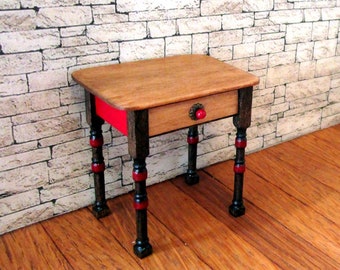 Decorative Side Table with Drawer, Dollhouse Miniature 1/12 Scale Size