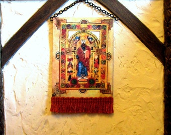 The Lindisfarne Gospels Tapestry, Medieval Dollhouse Miniature, 1/12 Scale, Hand Made