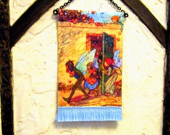 Fairy Mischief Tapestry, Fantasy Dollhouse Miniature 1/12 Scale, Handmade