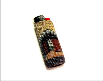 Castle Gate Beaded Lighter Cover, Handmade