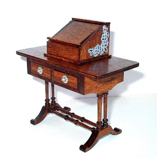 Writing Table, Desk with Book Stand, Dollhouse Miniature 1/12 scale