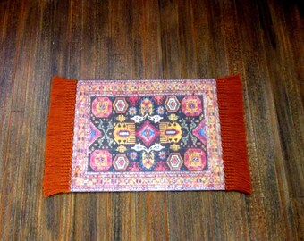 Viking Design Rug, Medieval Dollhouse Miniature, 1/12 Scale Size