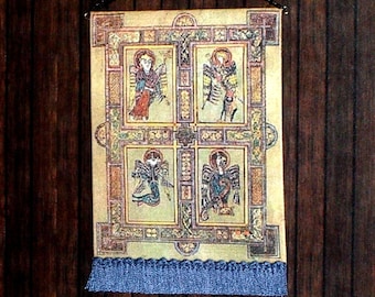 Four Evangelists Medieval Tapestry, Dollhouse Miniature 1/12 Scale, Hand Made