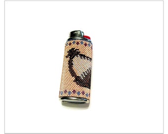 Dragon Harp Beaded Lighter Cover, Handmade