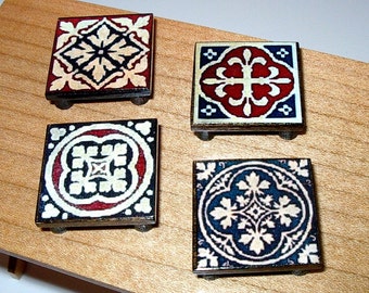 Medieval Kitchen Trivets, Set of 4 Trivets, Dollhouse Miniature 1/12 Scale, Hand Made