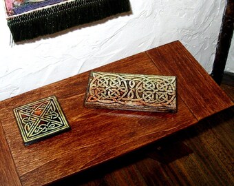 Celtic Knotwork Trivets, Set of 2, Dollhouse Miniature 1/12 Scale, Hand Made