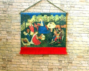 The little Garden of Paradise Tapestry, Medieval Dollhouse Miniature 1/12 Scale, Hand Made