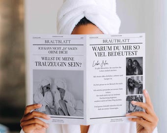 Trauzeugin Zeitung | Canva Vorlage A4 Deutsch | Willst du meine Trauzeugin sein | Geschenk | Trauzeugin Frage | Zeitung DIY Druck | Hochzeit