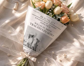 Trauzeugin fragen, Trauzeugin Zeitung, Canva Vorlage A4 Deutsch, Willst du meine Trauzeugin sein, Geschenk, DIY Druck, Hochzeit, Geschenk