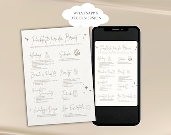 JGA Packliste Braut | Canva Vorlage Deutsch | A5 Checkliste Junggesellinnenabschied Beige | Digital Download | Creme Beige | Sofort Download