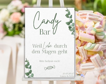 Candy Bar Schild | Hochzeit Eukalyptus | Candybar A3 Vorlage Ausdrucken | Hochzeitsschild Candy Bar | Hochzeitsdeko PDF | Digital Download