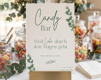Candy Bar Schild Hochzeit Eukalyptus | Candybar A3 Vorlage zum Ausdrucken | Hochzeitsschild Candy Bar | Hochzeitsdeko PDF | Digital Download