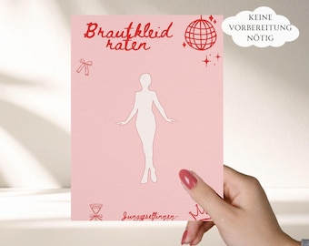 Brautkleid raten JGA Spiel zum Ausdrucken | Junggesellinnenabschied Spiel PDF | JGA Spiele | Bridal Shower Spiel Deutsch | Team Braut Spiel