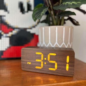 Wooden Handmade Alarm Clock - Modern Alarm Clock - Vintage Alarm Clock - Table Clock - Kids Room Clock - Wooden Digital Alarm Clock