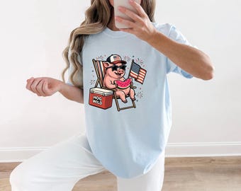Pig Watermelon Shirt 4th Of July, Gift for Pig Lovers, Summer Gift Women Cartoon Tee Swine T-Shirt Independence ,Sweatshirt,Mug canvas
