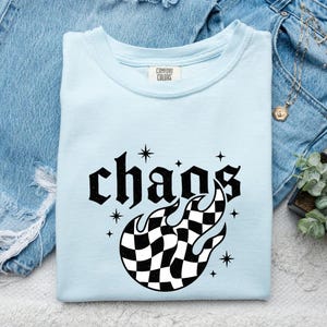 Checkered Flame Shirt Moms Humor Gift Women Gothic Tee Fire T-Shirt Mother Fan Dark Tshirt Funny Graphic Retro Stars Tshirt image 2