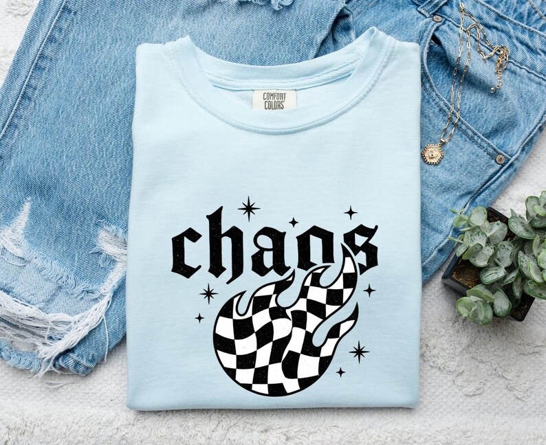 Checkered Flame Shirt Moms Humor Gift Women Gothic Tee Fire T-Shirt Mother Fan Dark Tshirt Funny Graphic Retro Stars Tshirt image 2