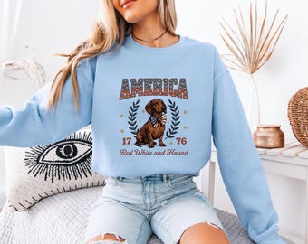 Dachshund Dog 4th Of July Gift, Wiener Dog Patriotic Design Shirt Sweatshirt Mug Tote Bag Canvas Wall Art Rustic Freedom, Independence Gift