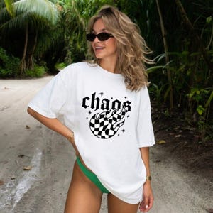 Checkered Flame Shirt Moms Humor Gift Women Gothic Tee Fire T-Shirt Mother Fan Dark Tshirt Funny Graphic Retro Stars Tshirt image 4