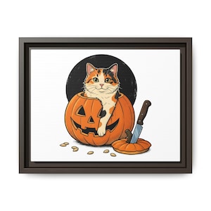 Calico Cat Gourd Shirt Sweatshirt Mug Tote Bag Canvas Wall Art Fall Cat Gift Autumn Pumpkin Harvest Halloween Decor