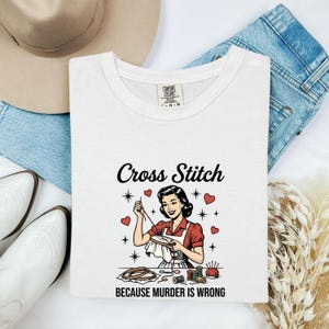 Lady Embroidery Shirt Cross Stitch Funny Gift Women Heritage Tee Embroidery Hoop T-Shirt Stitcher Fan Traditional Tshirt Humor Graphic