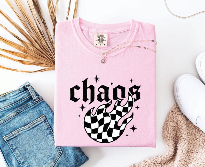 Checkered Flame Shirt Moms Humor Gift Women Gothic Tee Fire T-Shirt Mother Fan Dark Tshirt Funny Graphic Retro Stars Tshirt image 3