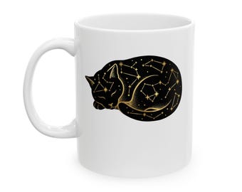 Resting Cat Shirt Sweatshirt Mug Tote Bag Canvas Wall Art Zodiac Cat Gift Astrology Cosmic Horoscope Kitten Star Chart Decor