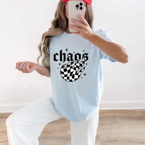 Checkered Flame Shirt Moms Humor Gift Women Gothic Tee Fire T-Shirt Mother Fan Dark Tshirt Funny Graphic Retro Stars Tshirt image 6