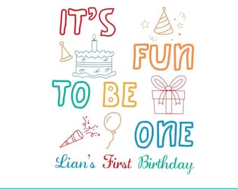 Fun To Be One PNG, First Birthday Family Design (Digital Download)