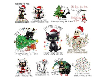It’s Fine I’m Fine Everything Is Fine PNG Bundle, Christmas PNG Bundle, Funny Christmas Humor Clipart, Holiday Sublimation Design