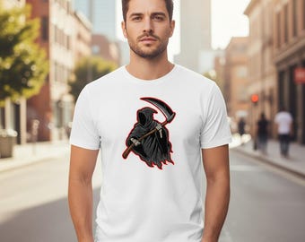 Parca SVG: Clipart de terror de Halloween, esqueleto encapuchado (arte digital)