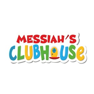May include: A colorful logo with the text "MESSIAH'S CLUBHOUSE" in red, green, blue, and yellow. The word "CLUBHOUSE" features a cartoon-style house icon with a yellow door and a red base, set against a white background.